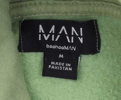 boohooMAN Men's Green Pullover Hoodie M, Casual