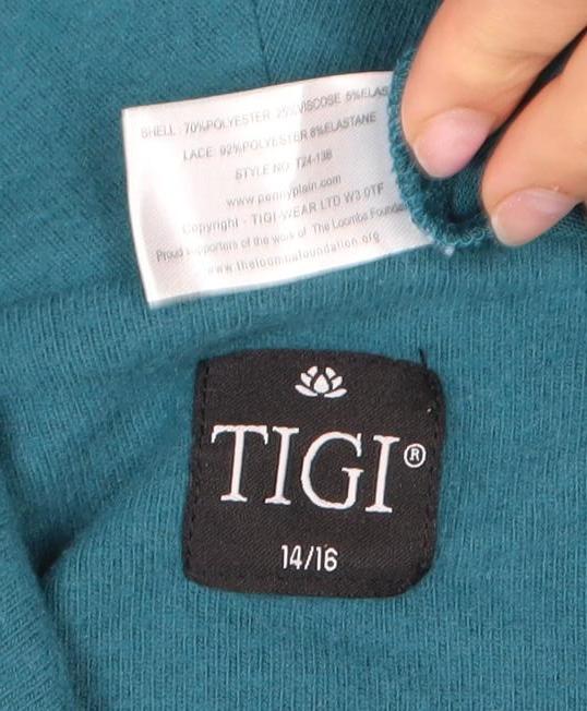 TIGI Women's Blue Cowl Neck Blouse Size 14