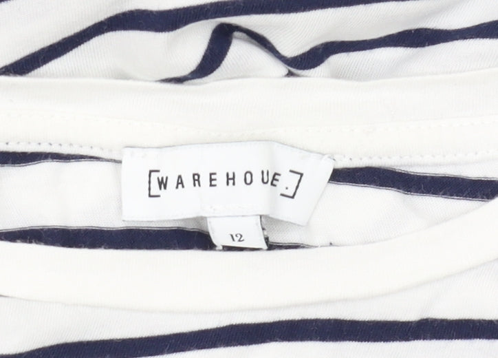 Warehouse Women's Striped T-Shirt, Size 12, Cotton