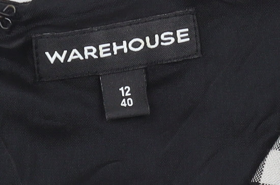 Warehouse Women's Black Check V-Neck Dress UK 12