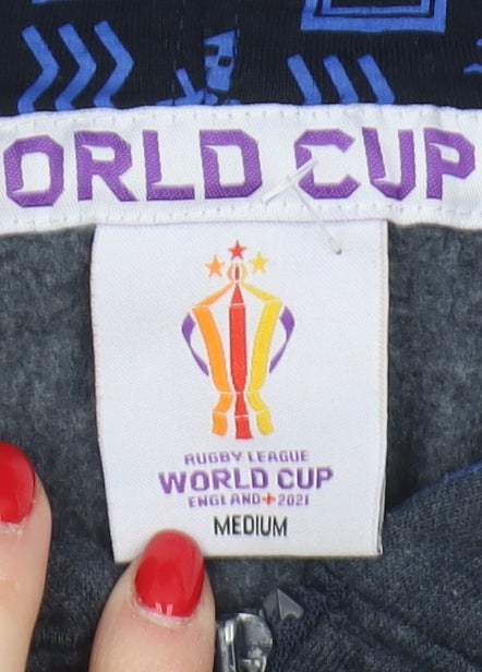 Men's Grey Rugby Hoodie M - World Cup, Full Zip
