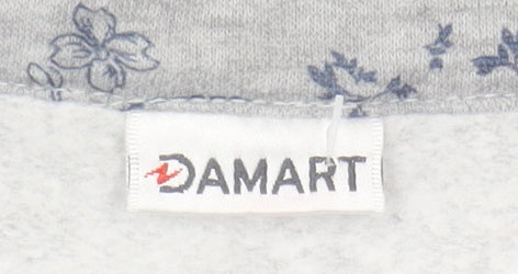 Damart Women's Grey Floral Zip Sweatshirt M
