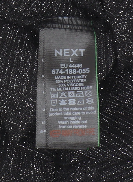 Next Women's Black Long Sleeve High Neck Top Size 16