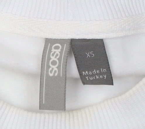 ASOS Unisex XS White Graphic Print Sweatshirt Pullover