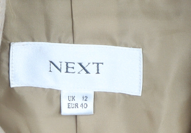 Next Women's Beige Long Wool Blend Coat Size 12