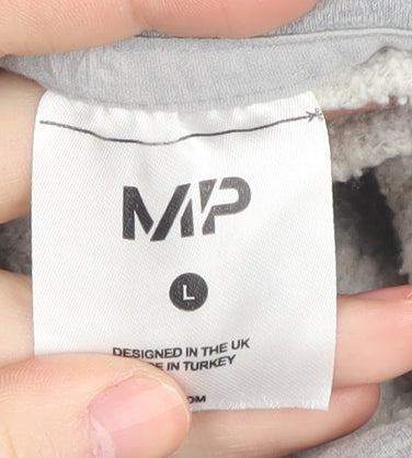MP Men's Grey Pullover Hoodie, Size L, Regular Fit
