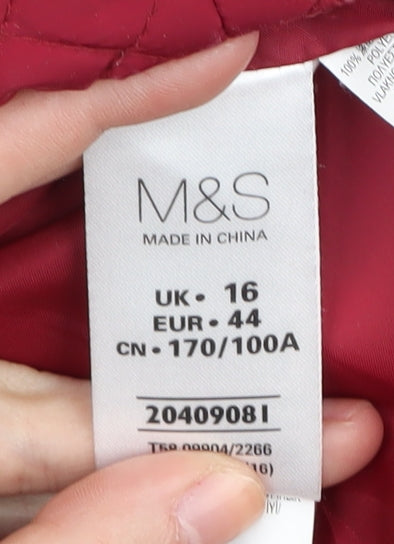 Marks & Spencer Women's Red Quilted Jacket Size 16