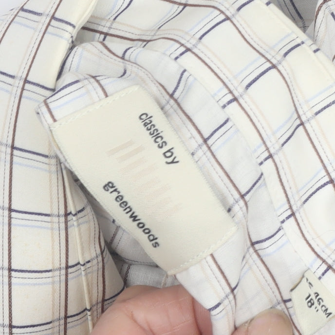 Greenwoods Men's White Check Long Sleeve Dress Shirt