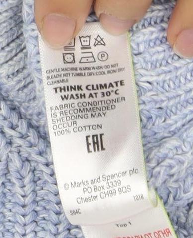 Marks & Spencer Women's Blue Crew Neck Pullover Jumper L