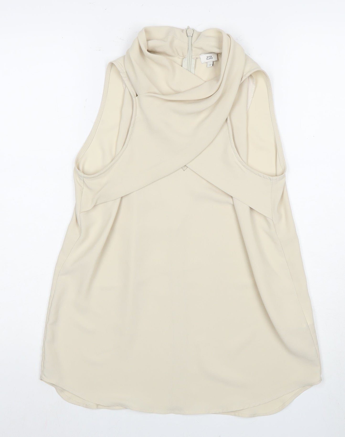 River Island Women's Beige Sleeveless Cowl Neck Blouse
