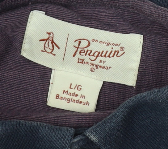 Original Penguin Men's Purple Polo, L, Cotton Short Sleeve