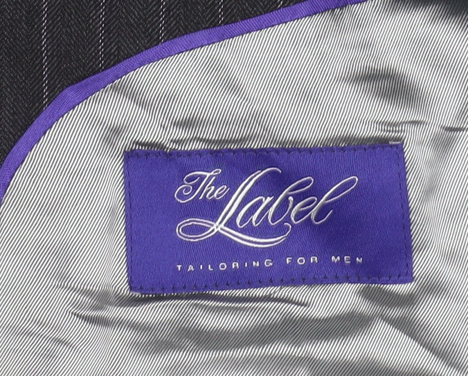 The Label Men's Black Striped Regular Blazer 42R
