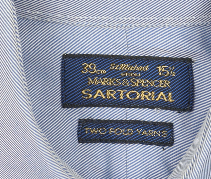 Marks & Spencer Men's Blue Striped Dress Shirt