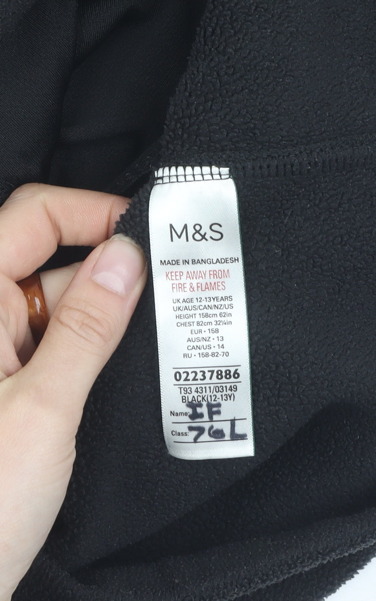 Marks & Spencer Black Girls Fleece Jacket 12-13 Years