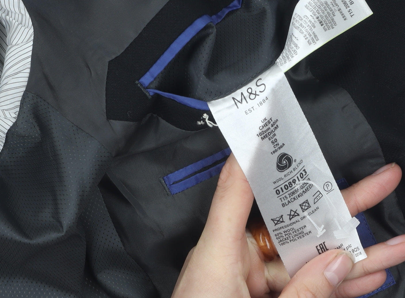 Marks & Spencer Men's Black Blazer, 40R, Formal