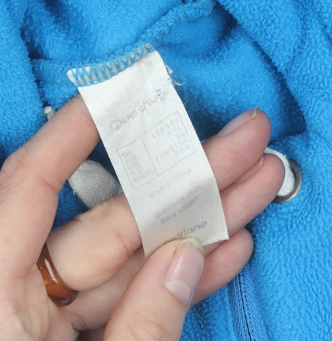 Quecha Blue Unisex Hoodie with Zip, Medium Size