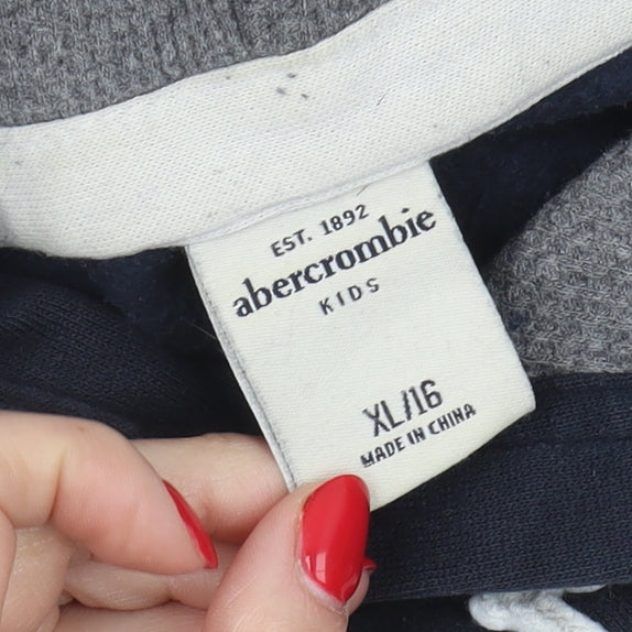 Abercrombie & Fitch Boys Black Pullover Hoodie Logo XL/16 Years