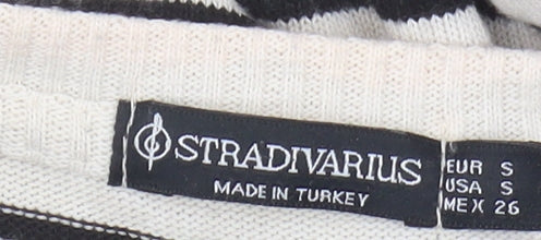 Stradivarius Women's White Striped Pullover Jumper S
