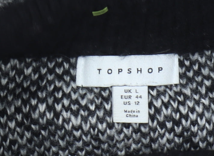 TOPSHOP Women's Black Pullover Jumper, Size L