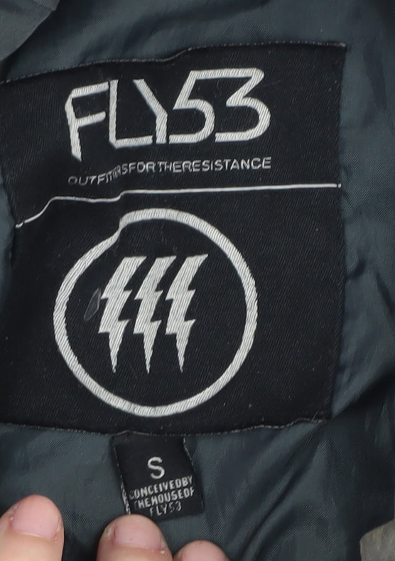 FLY53 Men's Grey Bomber Jacket S Hooded Full Zip