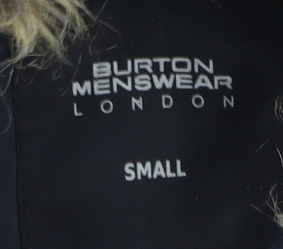 Burton Menswear Men's Black Parka Jacket - Small, Hooded, Casual