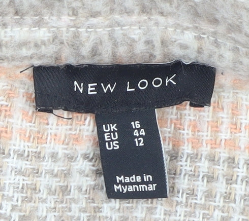 New Look Women's Multicoloured Plaid Long Jacket