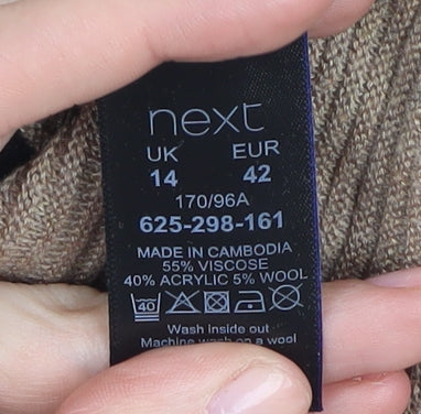 Next Women's Beige Striped Pullover Jumper, Size 14
