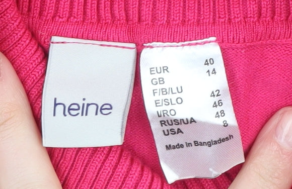 Heine Women's Pink Roll Neck Jumper Size 14
