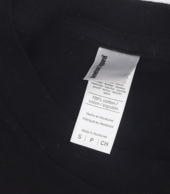 American Apparel Men Black S T-Shirt Crew Neck
