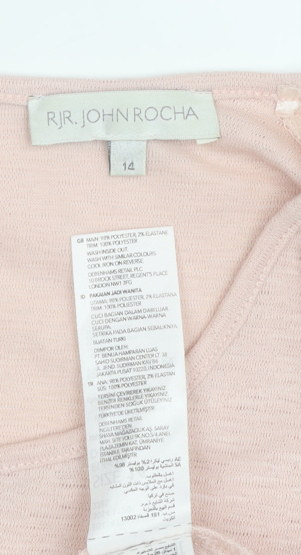 RJR.John Rocha Pink Women's T-Shirt, Size 14, 3/4 Sleeve