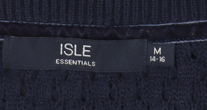 Isle Essentials Women's Blue Crew Neck Jumper M