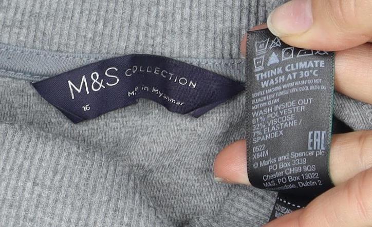 Marks & Spencer Women's Grey Mock Neck Sweatshirt