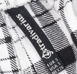 Stradivarius Women's White Plaid Skinny Trousers S