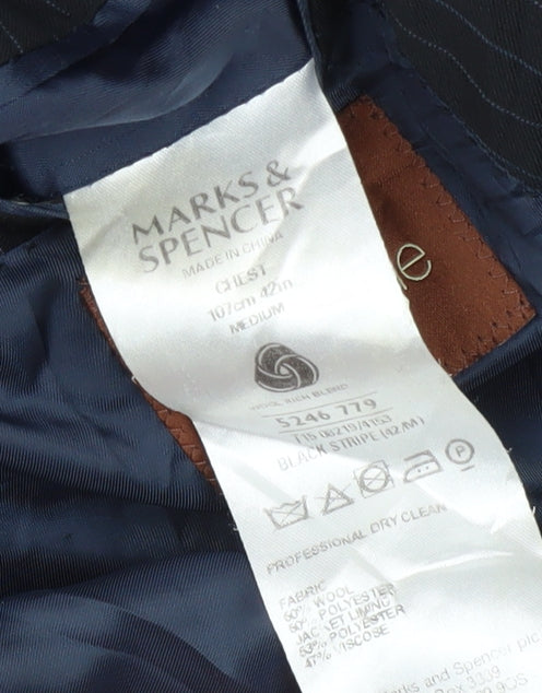 Marks & Spencer Men's Black Striped Suit Jacket 42R