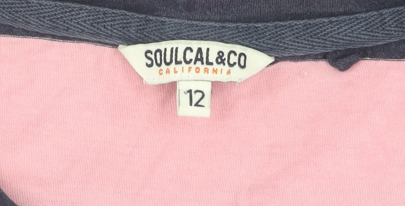 SoulCal Women's Pink Striped T-Shirt, Size 12