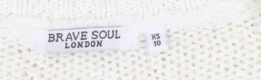 Brave Soul Women's White XS Pullover Jumper