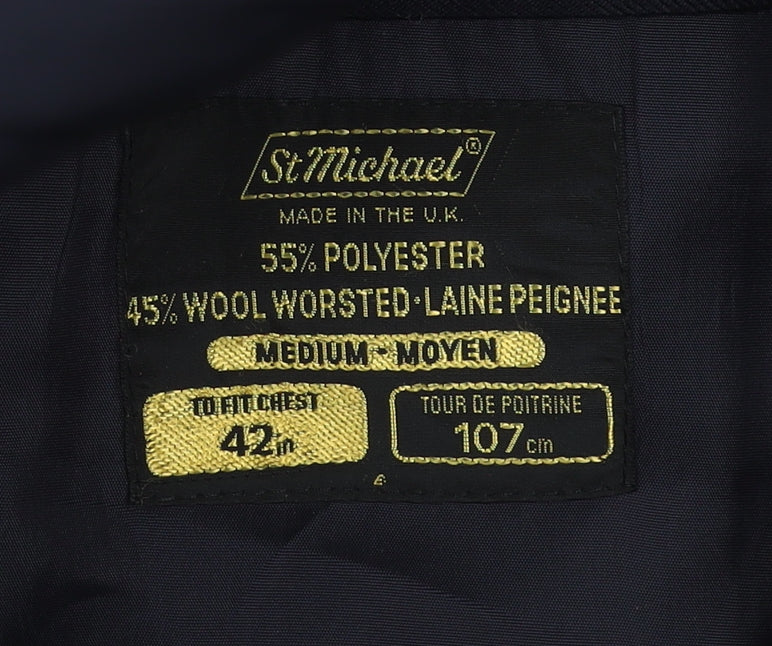 St Michael Men's Black Blazer, Size 42R, Two-Button