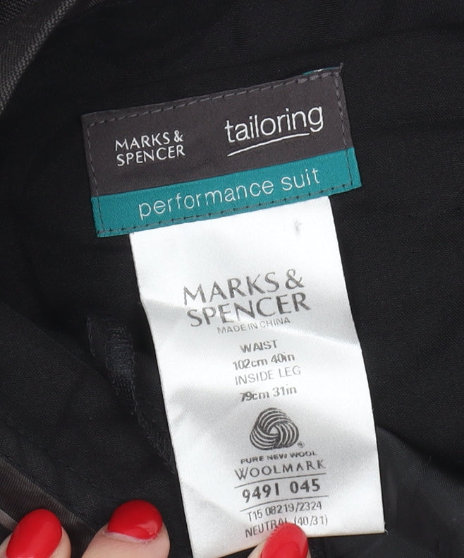 Marks & Spencer Men's Black Wool Dress Pants