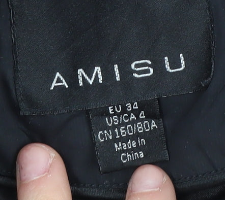 Amisu Women's Black Puffer Jacket Size 6 Belted
