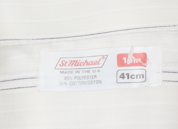 Marks & Spencer Men's White Striped Long Sleeve Shirt