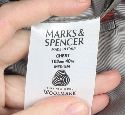 Marks & Spencer Men's Grey Medium Wool Suit Jacket 40R