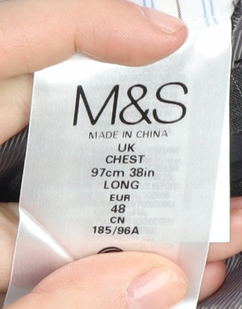 Marks & Spencer Men's Grey Striped Blazer, 38 Long