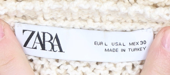Zara Women's Ivory Knit Pullover Jumper L