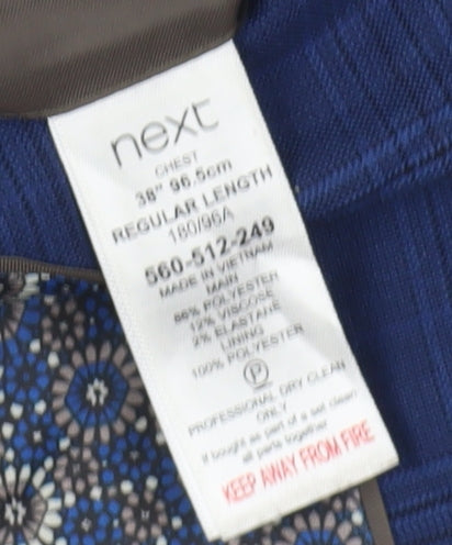 Next Men's Blue Check Blazer, Size 38 Regular