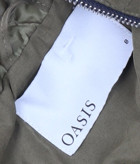 Oasis Women's Green Hooded Jacket Size 8