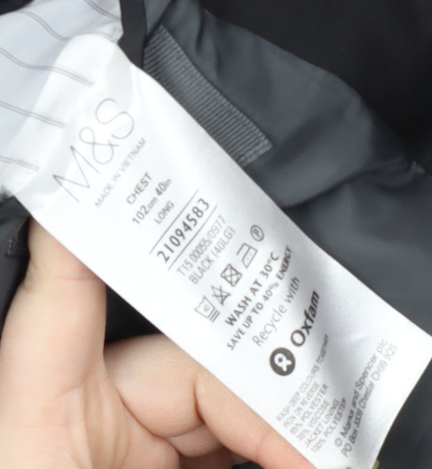 Marks & Spencer Men's Black Suit Jacket 40 Long Formal