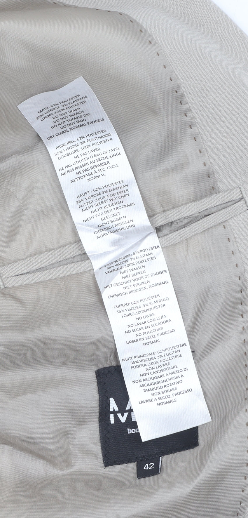 boohooMAN Beige Blazer, Men's Size 42, Two-Button