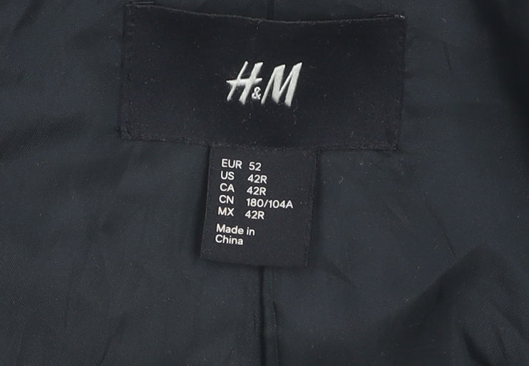 H&M Men's Grey Herringbone Blazer, Size 42R