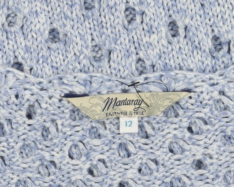 Additional view of Mantaray Women's Blue Cropped Knit Blouse, size 12