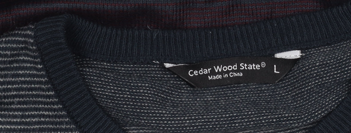 Cedar Wood State Men's Multicoloured Striped Pullover Jumper L